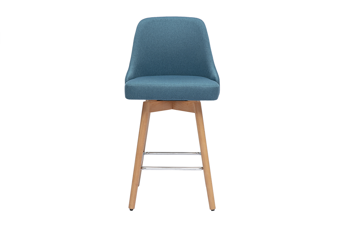 Skandinavische Barhocker, 360 drehbar aus Entengrn Stoff und massiver Buche, Sitzhhe 65 cm (2er-Set) HASTA