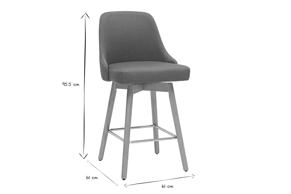 Skandinavische Barhocker, 360 drehbar aus Entengrn Stoff und massiver Buche, Sitzhhe 65 cm (2er-Set) HASTA