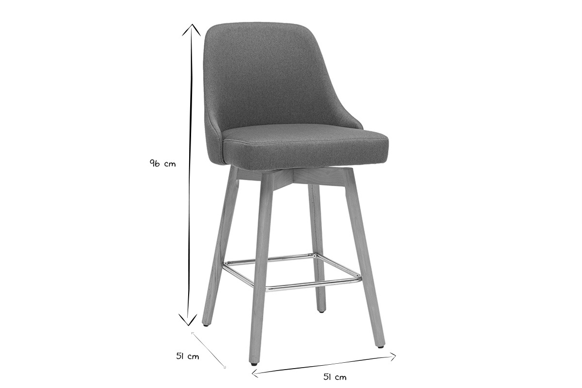 Skandinavische Barhocker, 360 drehbar aus Entengrn Stoff und massiver Buche, Sitzhhe 65 cm (2er-Set) HASTA