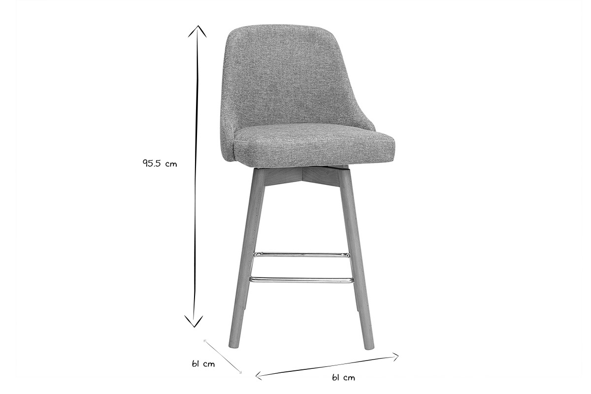 Skandinavische Barhocker 360 drehbar aus Samt-Effekt texturiertem grnem Celadon-Stoff und massivem Buchenholz H65 cm (2er-Set) HASTA