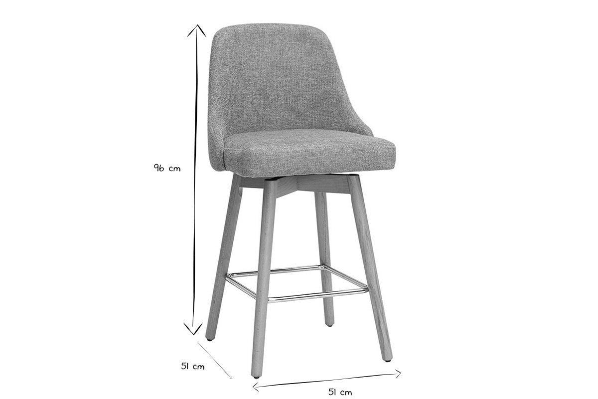 Skandinavische Barhocker 360 drehbar aus Samt-Effekt texturiertem grnem Celadon-Stoff und massivem Buchenholz H65 cm (2er-Set) HASTA