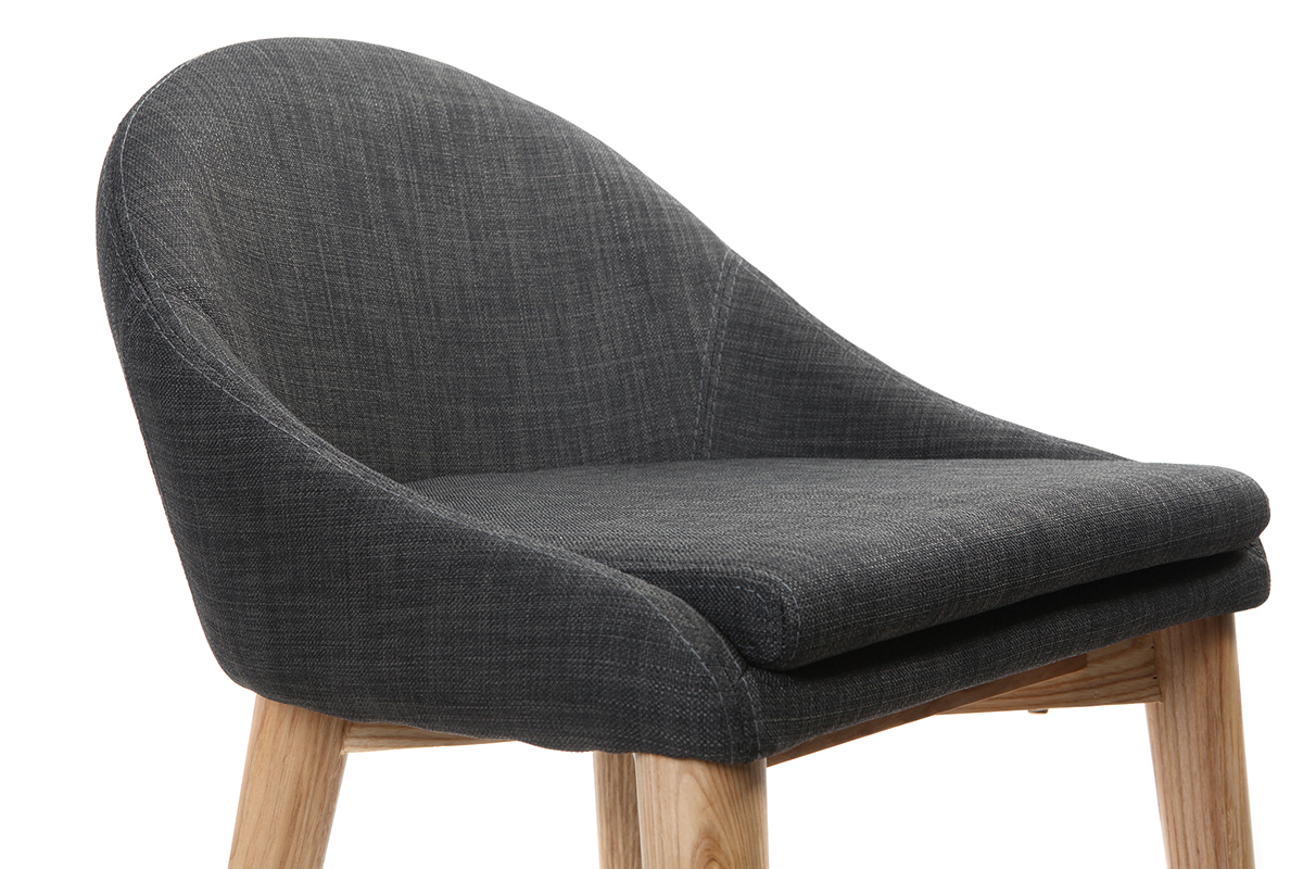 Skandinavische Barhocker aus grauem Stoff und massiver Esche H66 cm (2er-Pack) DALIA