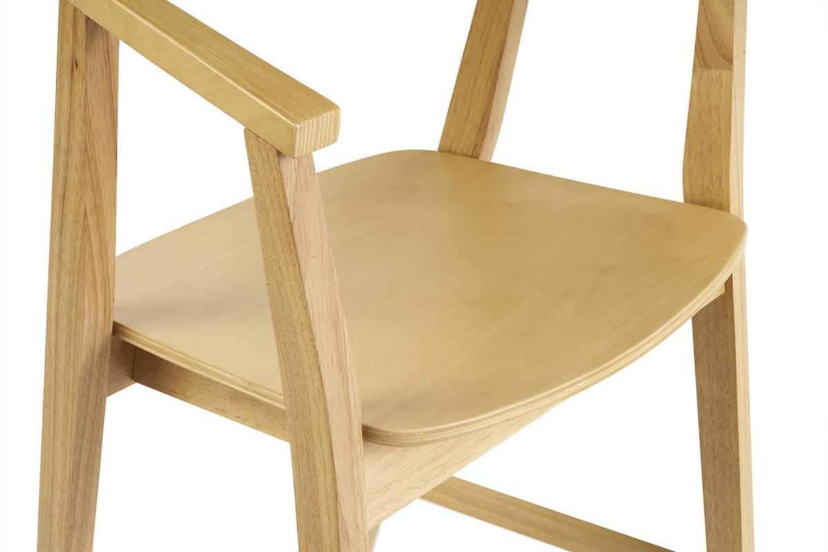 Skandinavische Barhocker aus hellem Holz (2er-Set) BAHIA