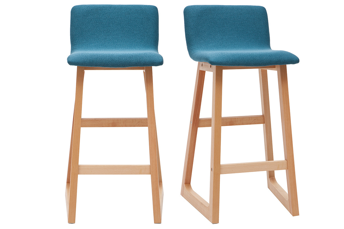 Skandinavische Barhocker in Entenblau, 65 cm hoch (2er-Set) OSAKA