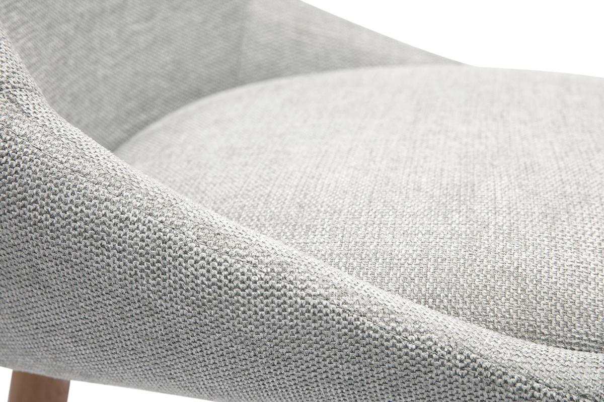 Skandinavische Barhocker mit 360 Drehfunktion aus grauem Samteffekt Stoff und hellem Holz H65 cm (2er Set) ALESS