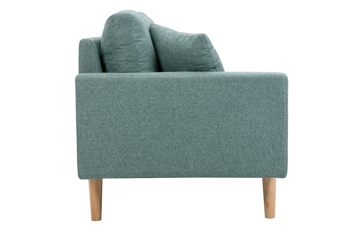 Skandinavische Chaiselongue aus graugrnem Stoff und hellem Massivholz B190 cm BERTILLE