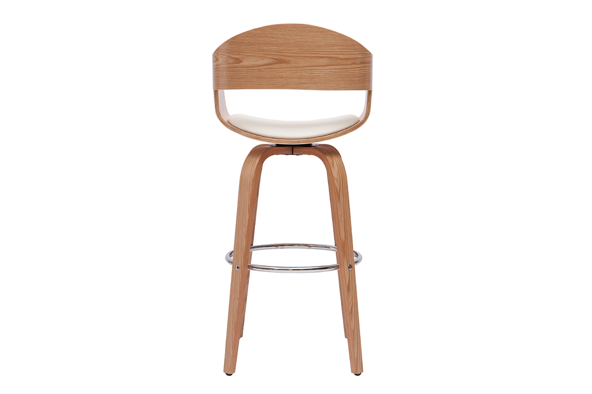 Skandinavische drehbare Barhocker 360� aus hellem Holz H67,5 cm (2er-Set) GAO