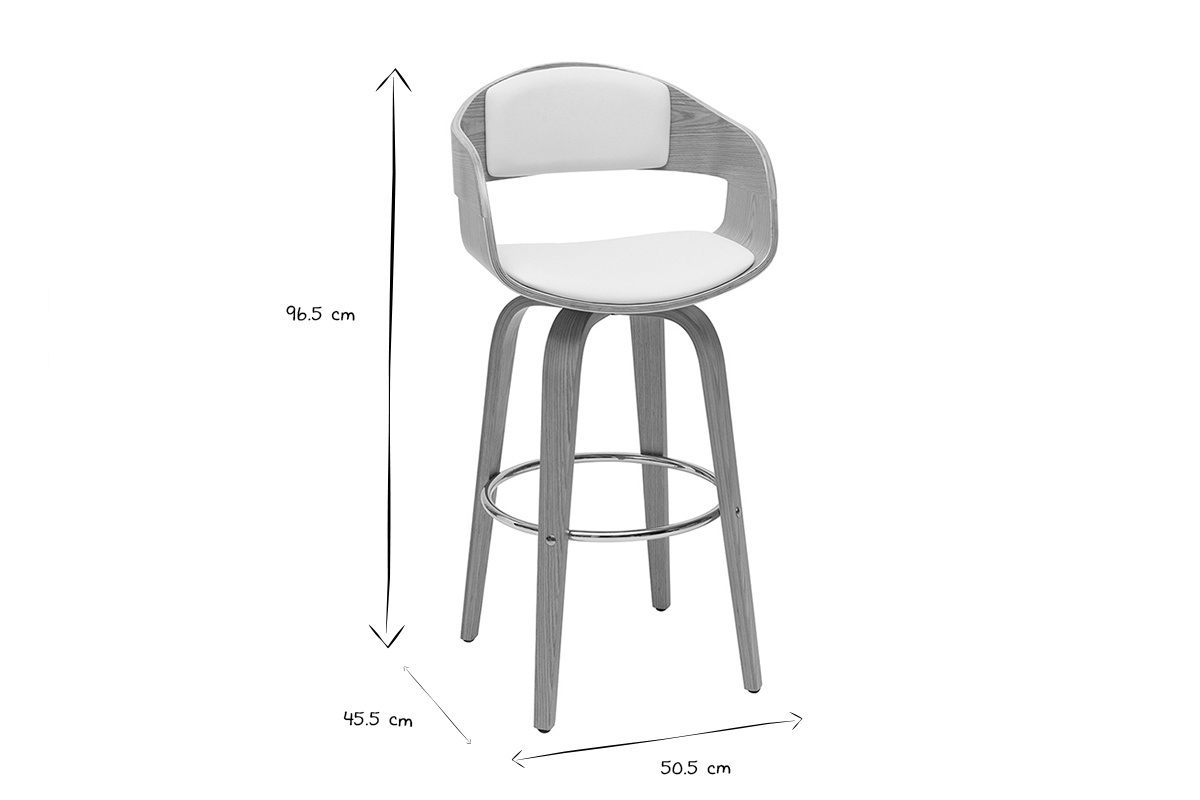 Skandinavischer Barhocker in Schwarz und Wei� mit Ma�en: 96,5 cm H�he, 50,5 cm Breite, 45,5 cm Tiefe.