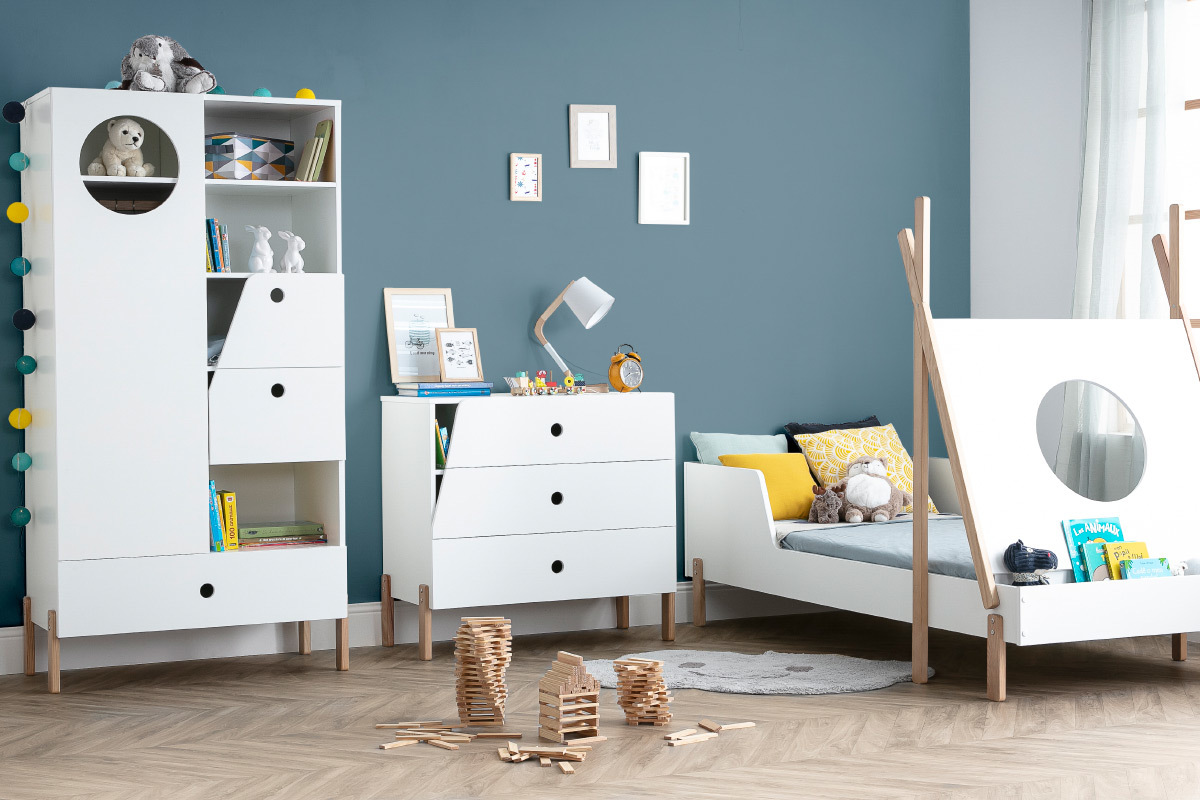 Skandinavische Kinderzimmer-Kommode Wei TIMEHLO