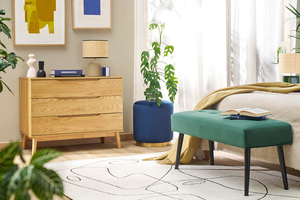 Skandinavische Kommode aus hellem Eichenholz mit 3 Schubladen L90 cm FELIX