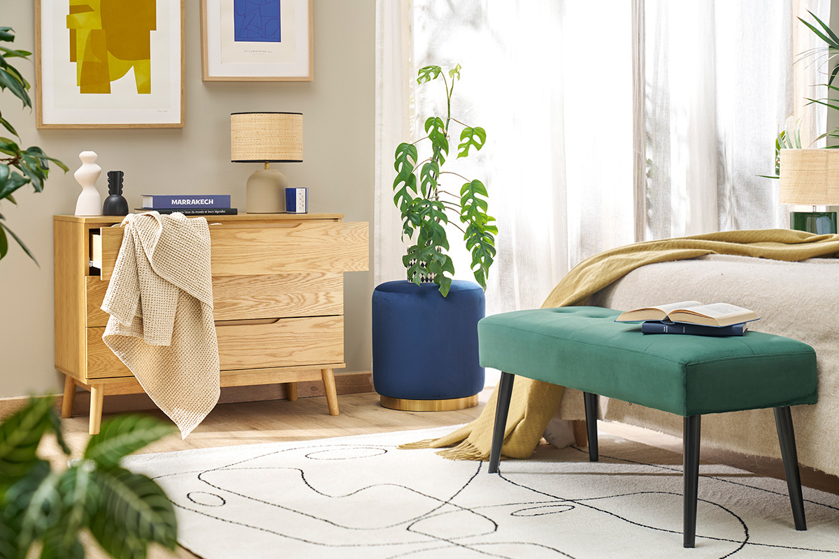 Skandinavische Kommode aus hellem Eichenholz mit 3 Schubladen L90 cm FELIX