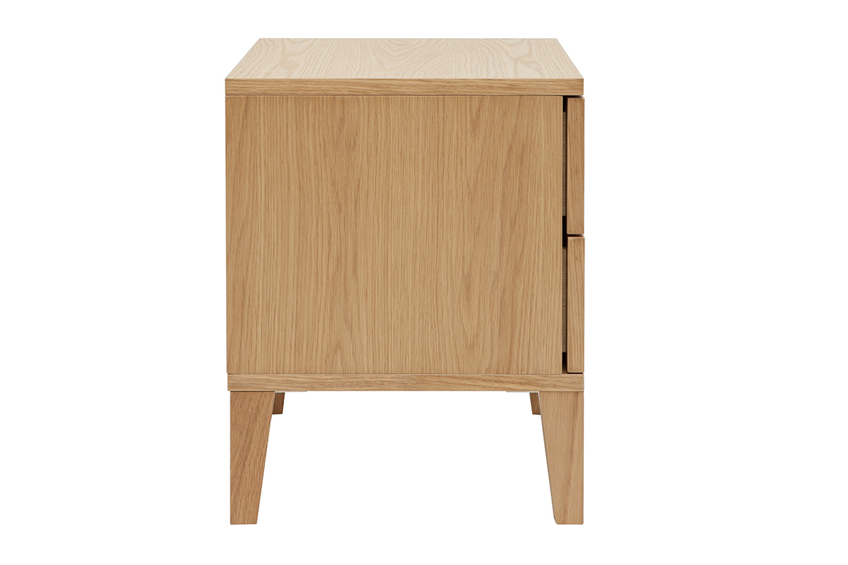 Skandinavische Nachttische mit 2 Schubladen aus hellem Holz Eiche (2er-Set) FREDDY