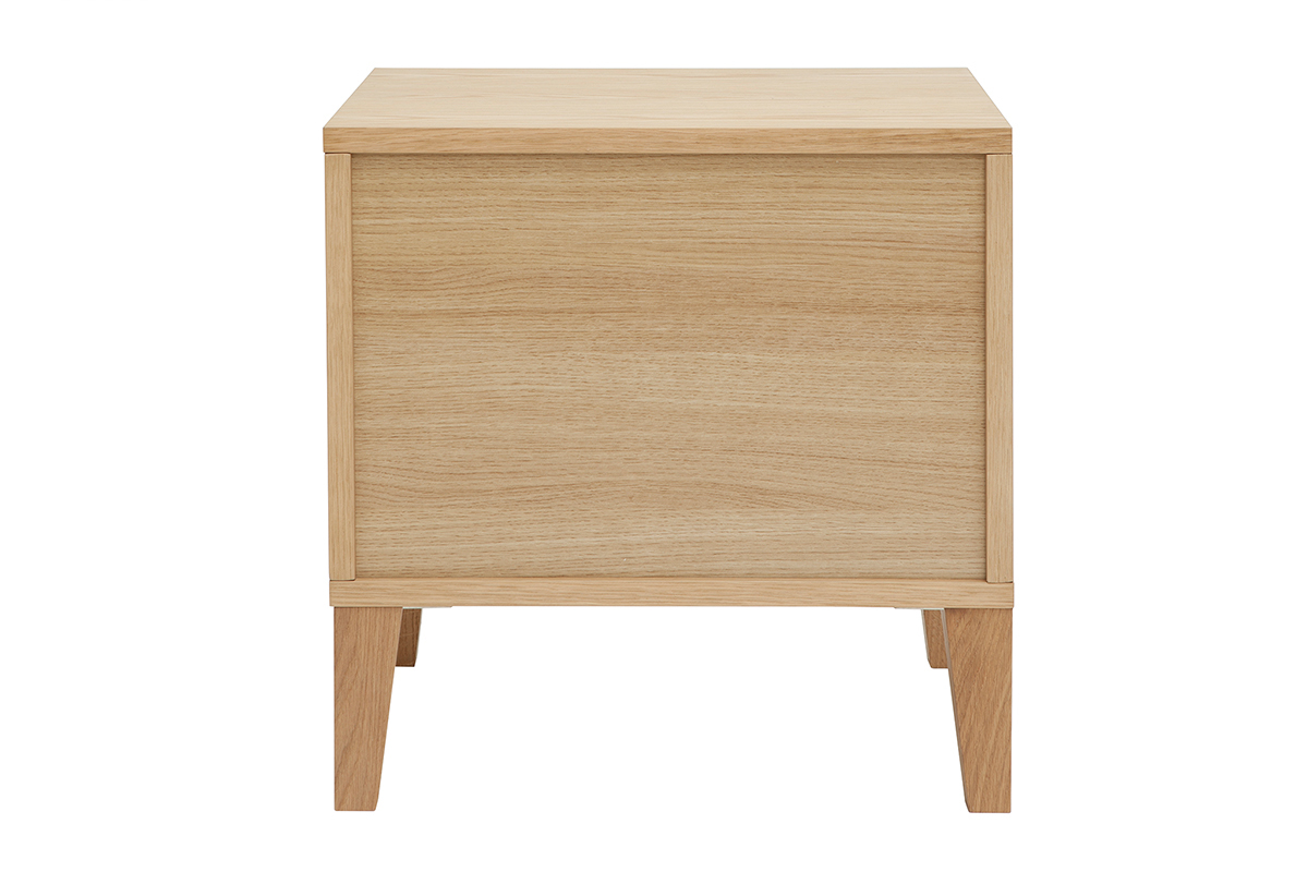 Skandinavische Nachttische mit 2 Schubladen aus hellem Holz Eiche (2er-Set) FREDDY