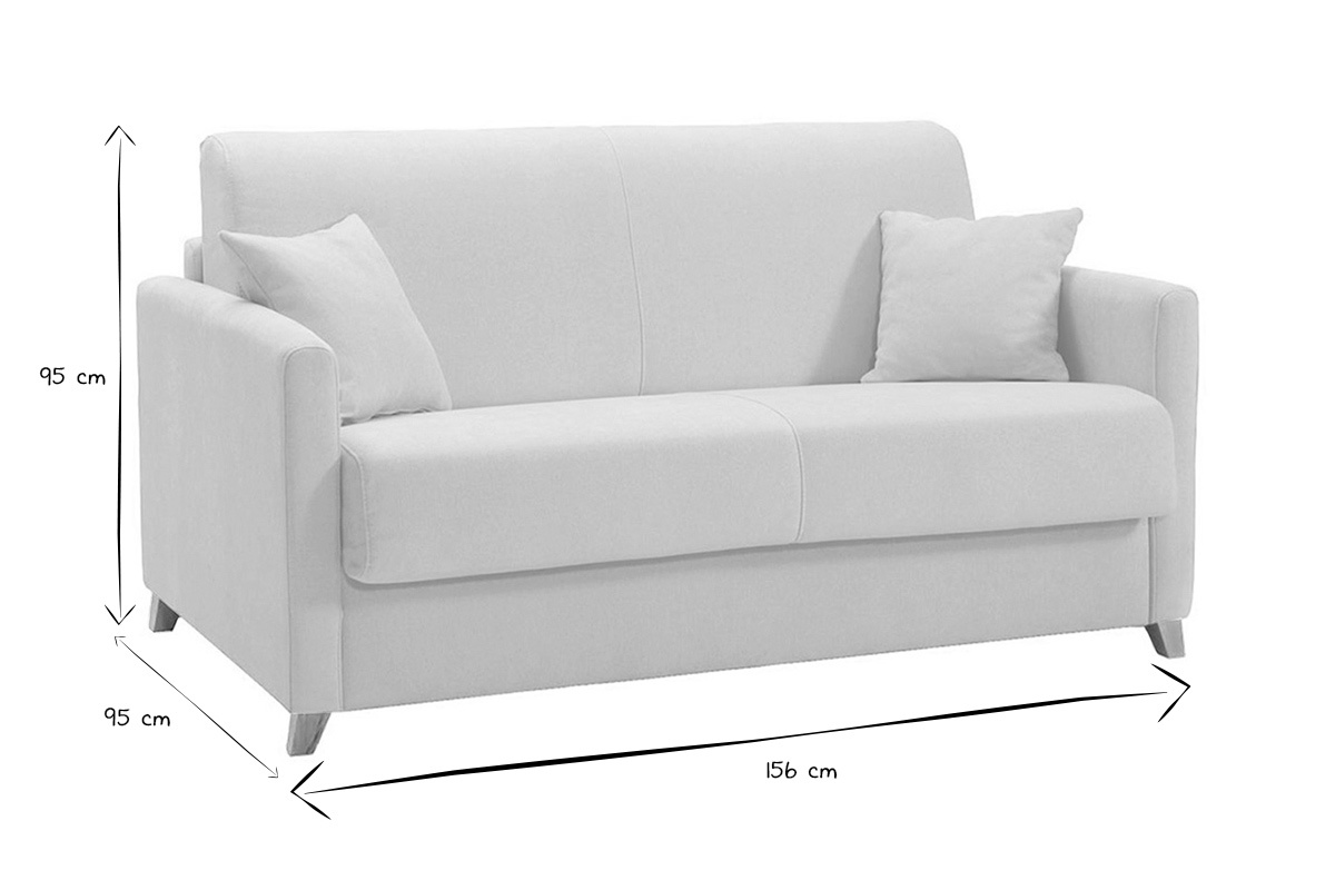 Skandinavische Schlafcouch beige mit Matratze 13 cm 2-3-Sitzer SKANDY