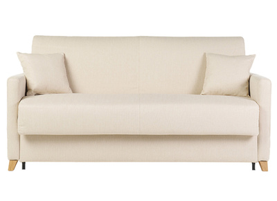 Skandinavische Schlafcouch beige mit Matratze 18 cm 3-Sitzer SKANDY