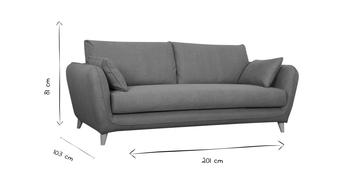 Skandinavische Schlafcouch beige mit Matratze Dicke 10 cm 3-Sitzer CREEP