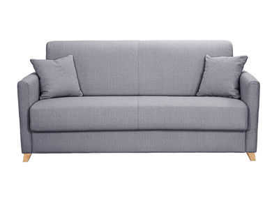 Skandinavische Schlafcouch hellgrau mit Matratze 18 cm 3-Sitzer SKANDY