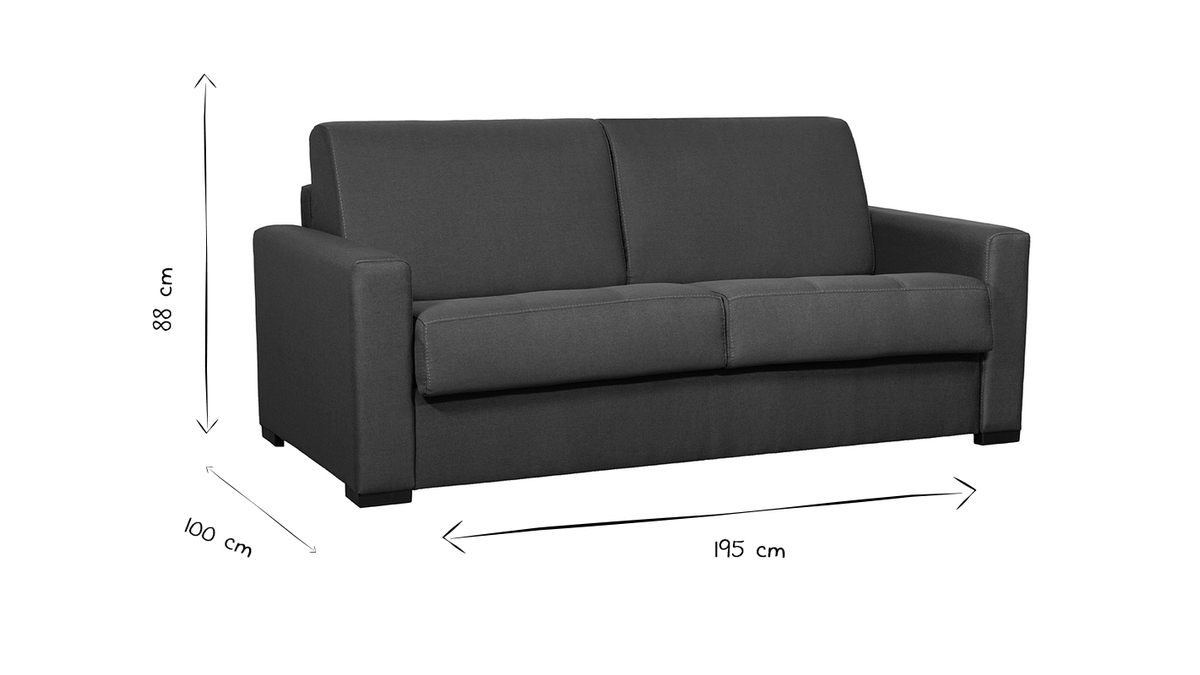 Skandinavische Schlafcouch in Entenblau mit Matratze 18 cm GRAHAM