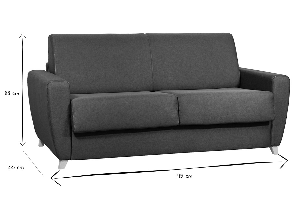 Abmessungen des 3-Sitzer-Sofas in Schwarz und Wei�: 195 cm Breite, 100 cm Tiefe, 88 cm H�he.