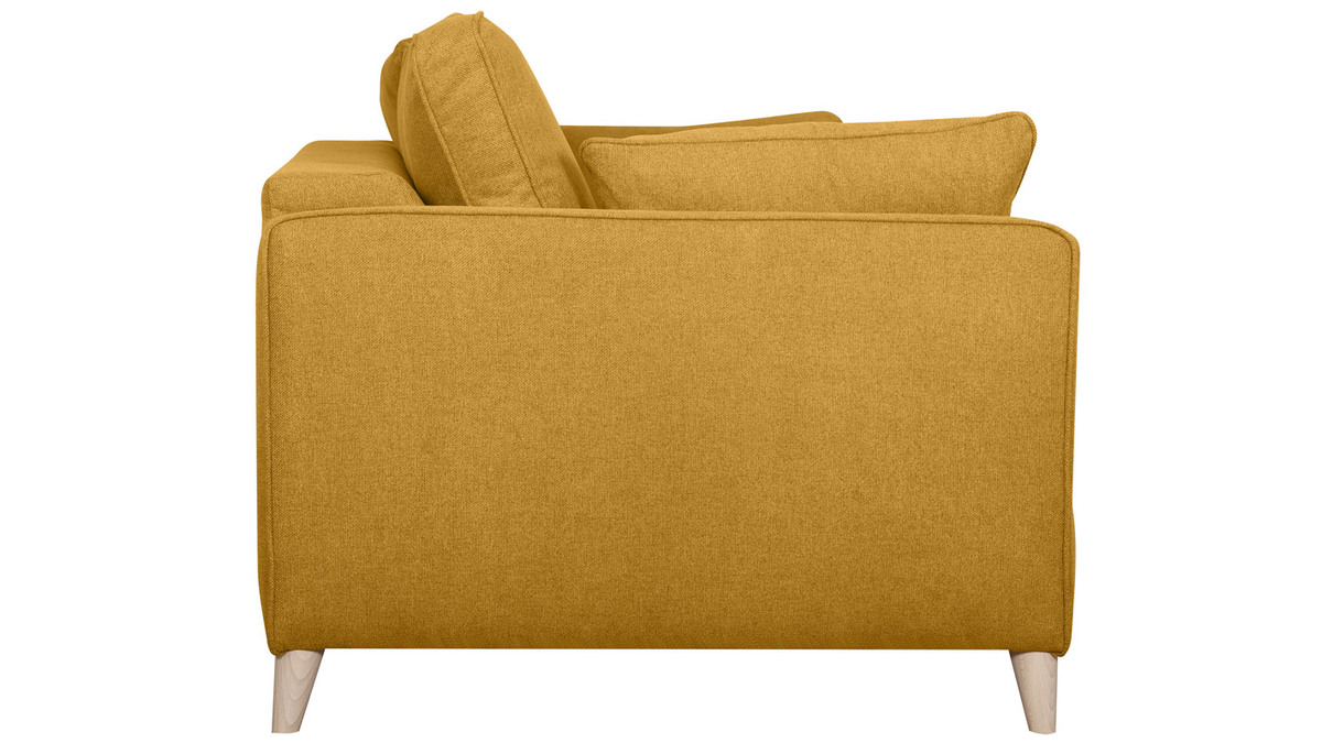 Skandinavische Schlafcouch kumingelb mit Matratze Dicke 10 cm 3-Sitzer PAPEL