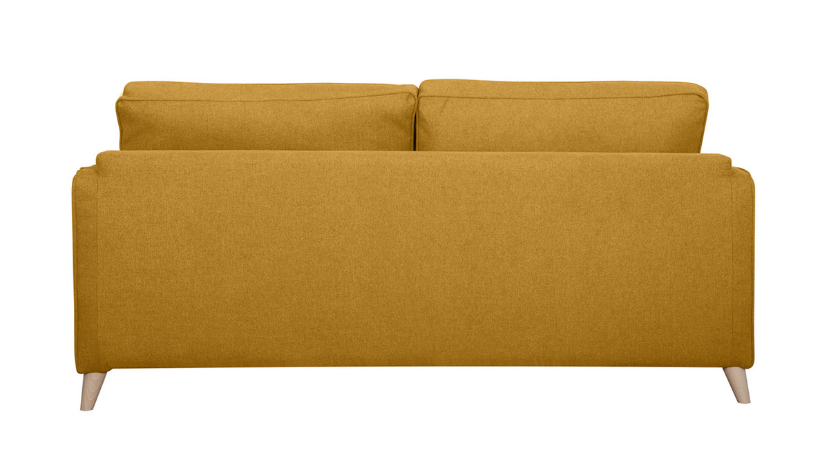 Skandinavische Schlafcouch kumingelb mit Matratze Dicke 10 cm 3-Sitzer PAPEL