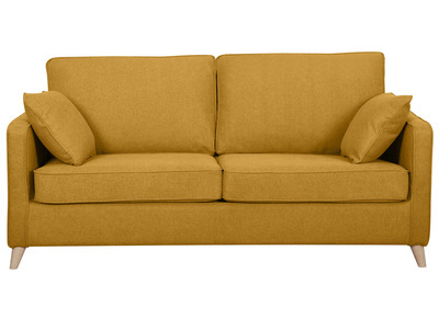 Skandinavische Schlafcouch kumingelb mit Matratze Dicke 10 cm 3-Sitzer PAPEL