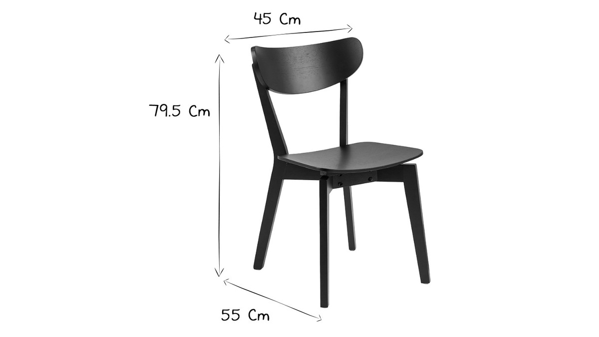 Skandinavische schwarze Holzsthle (2er-Satz) BAKI