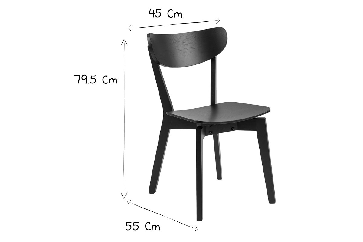 Skandinavische schwarze Holzsthle (2er-Satz) BAKI