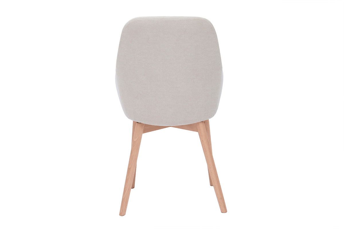 Skandinavischer beiger Sessel von hinten gesehen mit hellen Holzbeinen.
