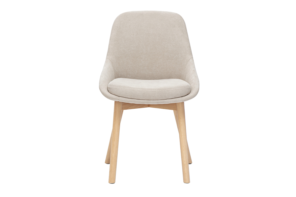 Skandinavische Sthle aus beigem Samtstoff und hellem Massivholz (2er Set) HOLO