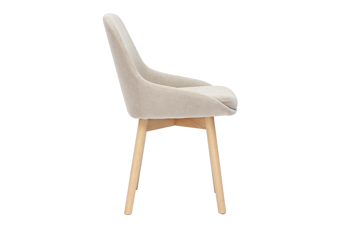 Skandinavische Sthle aus beigem Samtstoff und hellem Massivholz (2er Set) HOLO