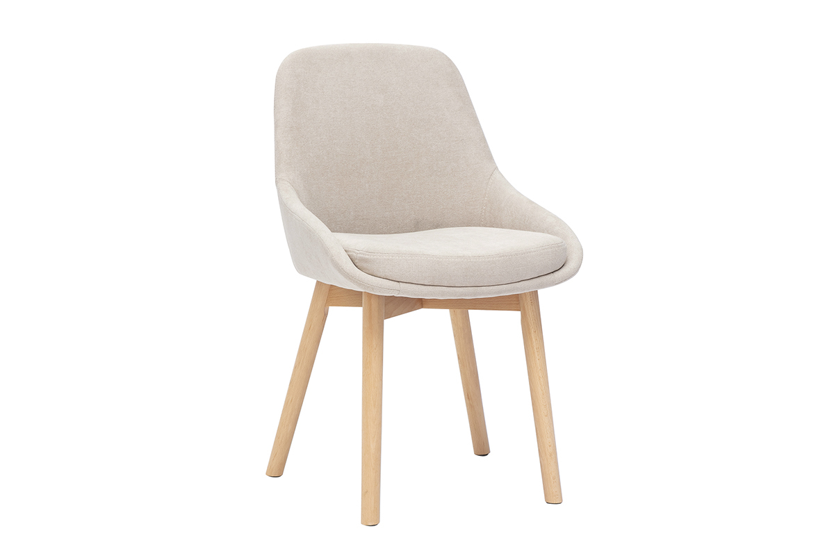 Skandinavische Sthle aus beigem Samtstoff und hellem Massivholz (2er Set) HOLO