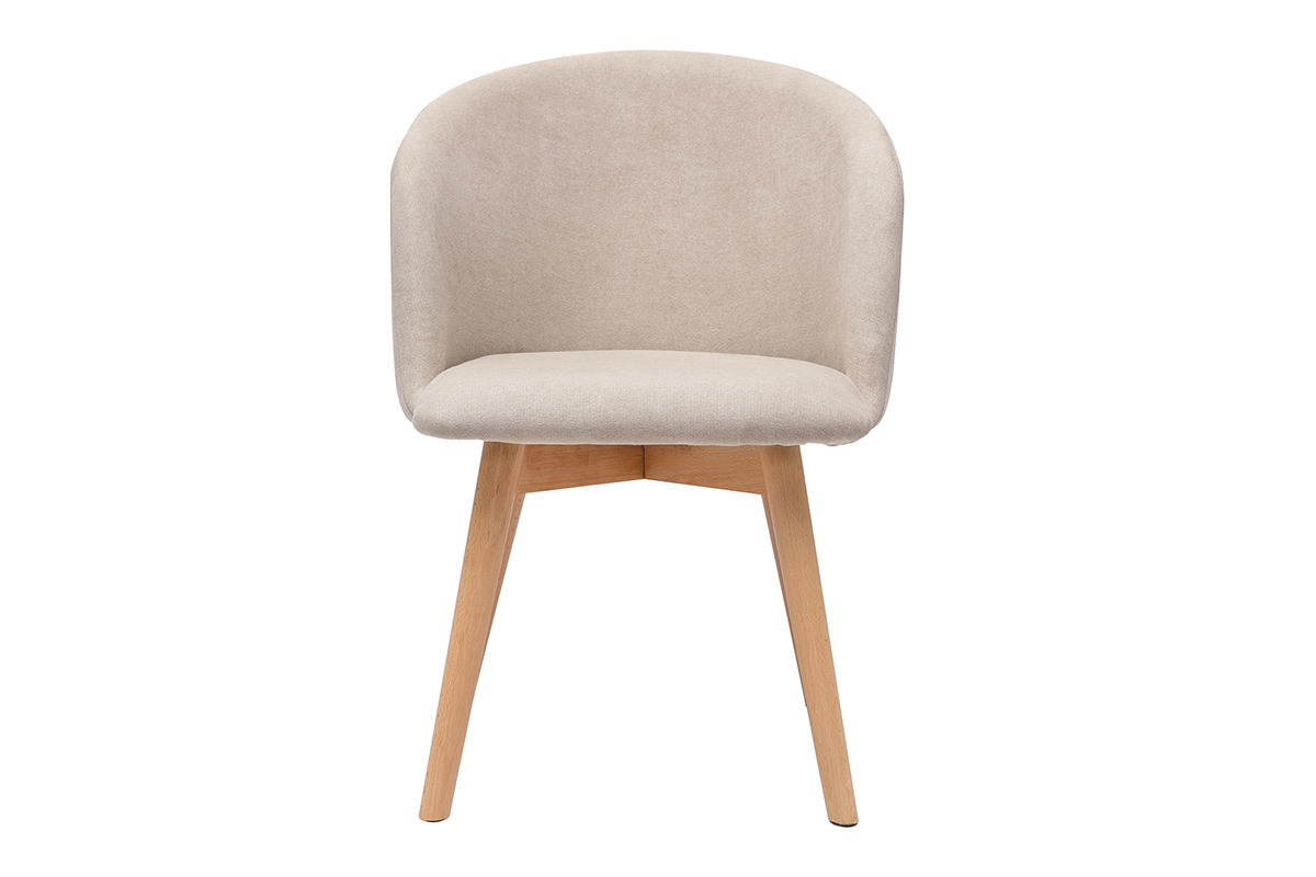 Skandinavische Sthle aus beigem Stoff mit Samteffekt und massivem Buchenholz (2er-Set) VANITY