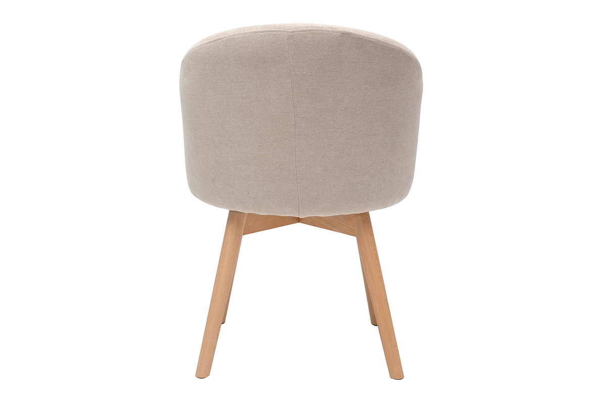 Skandinavische Sthle aus beigem Stoff mit Samteffekt und massivem Buchenholz (2er-Set) VANITY