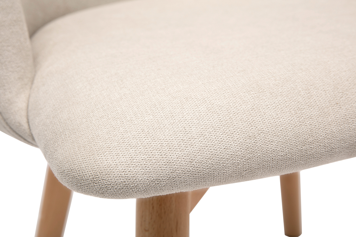 Skandinavische Sthle aus beigem Stoff mit Samteffekt und massivem Buchenholz (2er-Set) VANITY