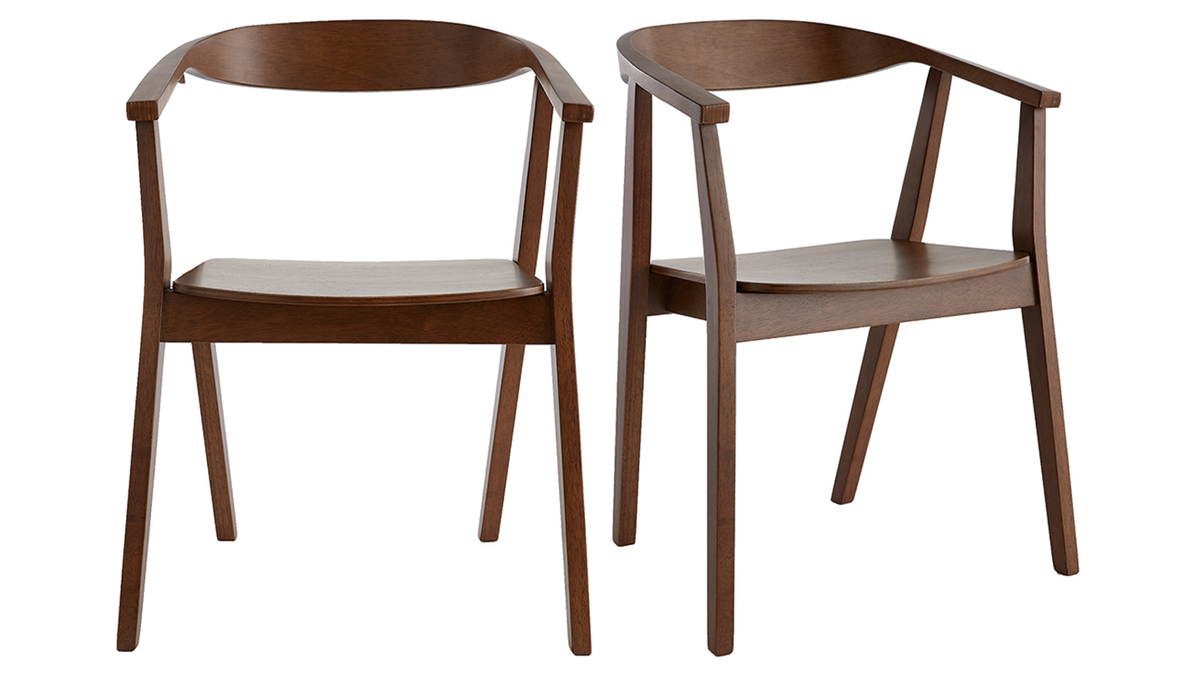 Skandinavische Stühle aus dunklem Holz (2er-Set) BAHIA
