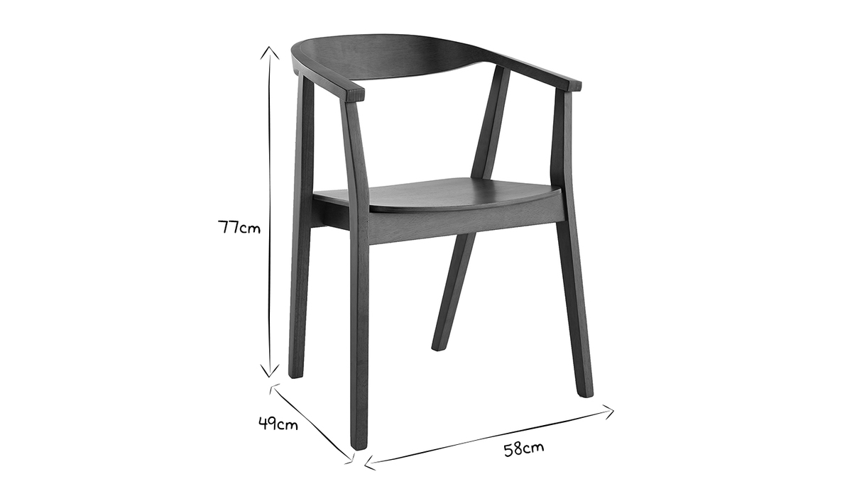 Skandinavische Sthle aus dunklem Holz (2er-Set) BAHIA