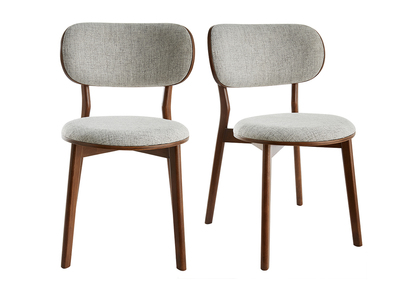 Skandinavische Stühle aus dunklem Holz und grauem Stoff (2er-Set) FAUVETTE