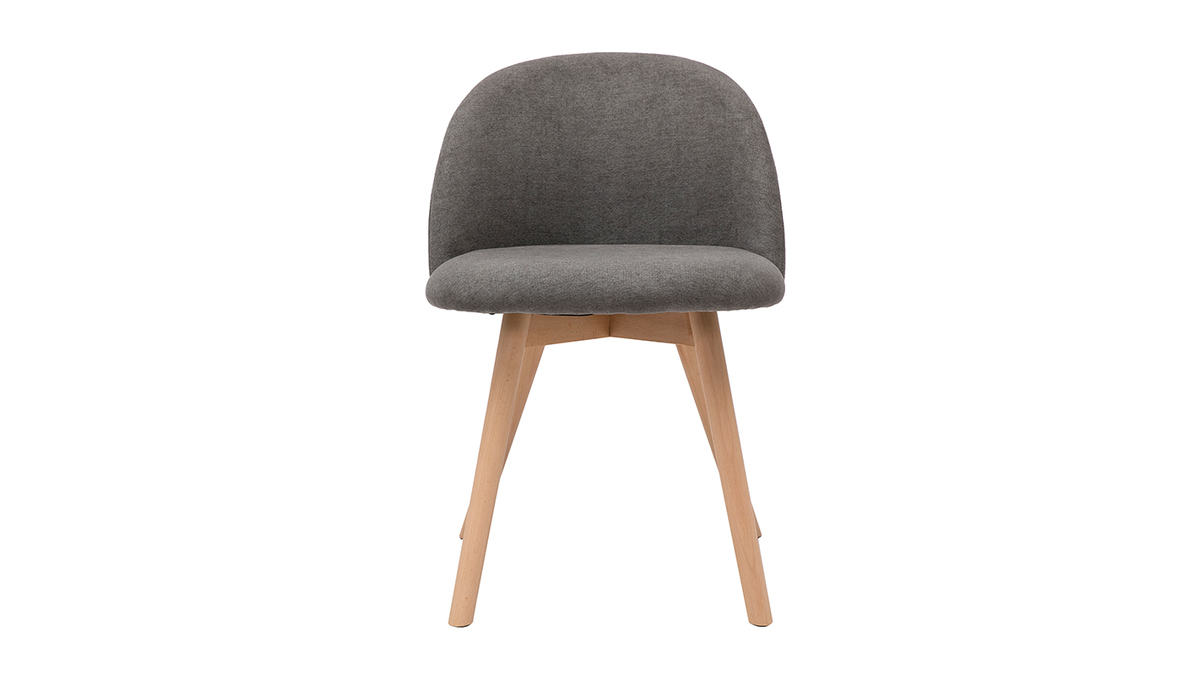 Skandinavische Stühle aus grauem Stoff mit Samteffekt und massivem Buchenholz (2er-Set) CELESTE