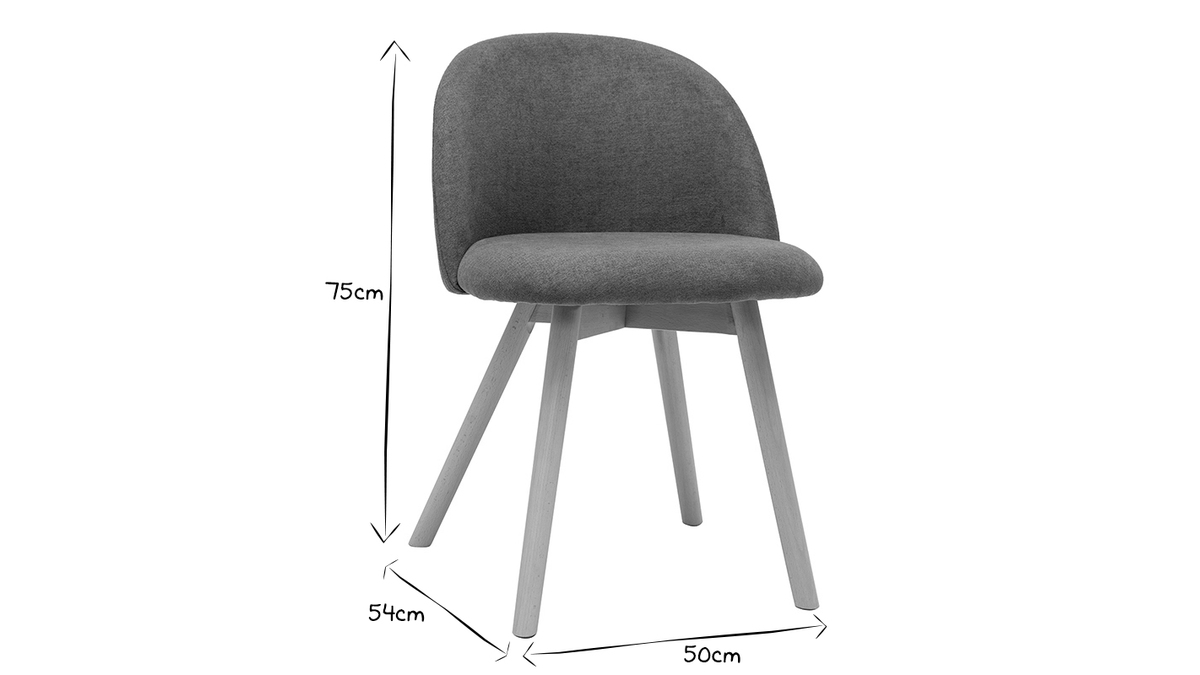 Skandinavische Sthle aus grauem Stoff mit Samteffekt und massivem Buchenholz (2er-Set) CELESTE