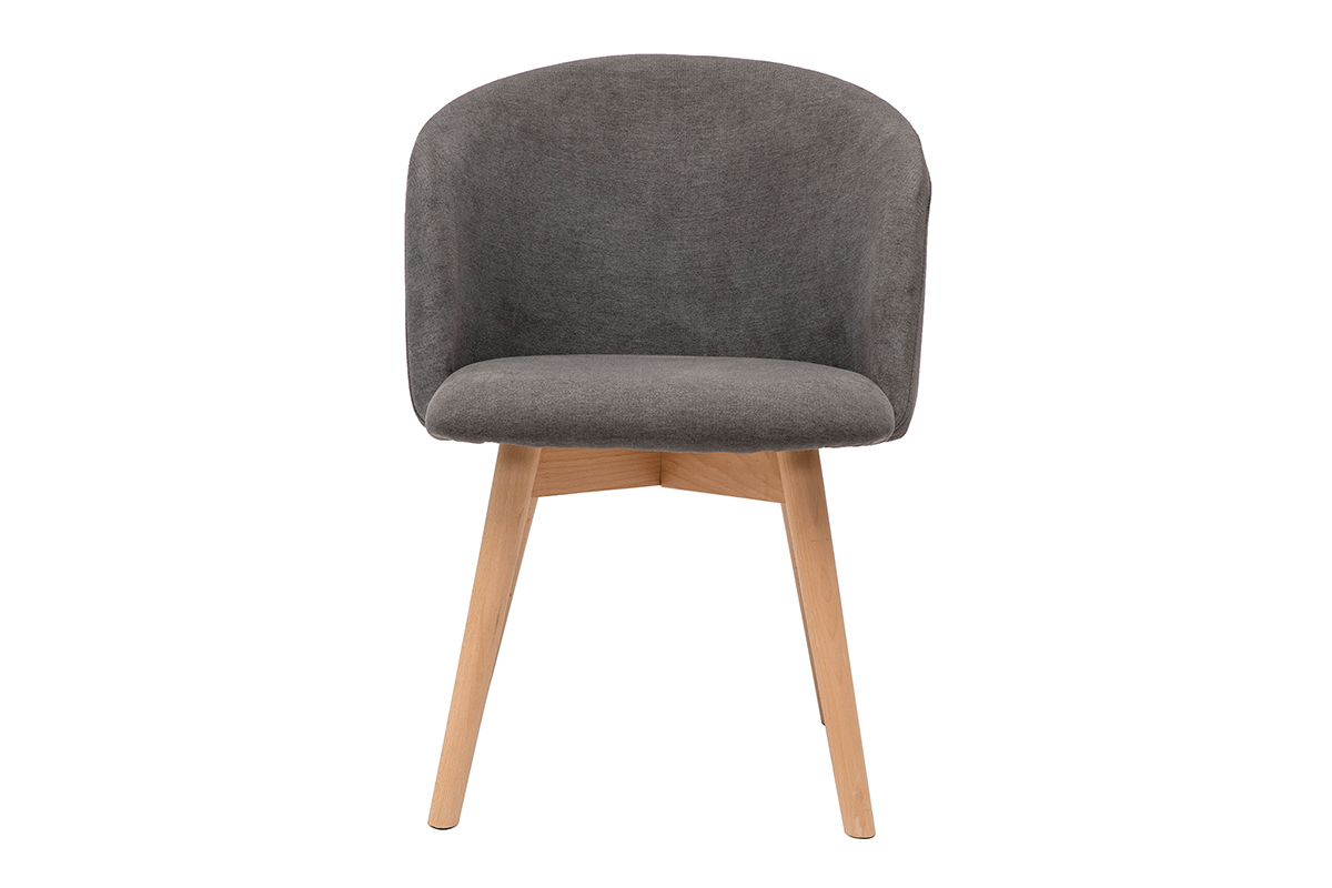 Skandinavische Sthle aus grauem Stoff mit Samteffekt und massivem Buchenholz (2er-Set) VANITY