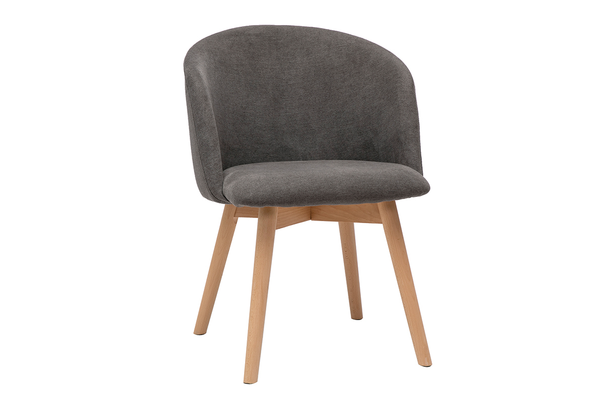 Skandinavische Sthle aus grauem Stoff mit Samteffekt und massivem Buchenholz (2er-Set) VANITY