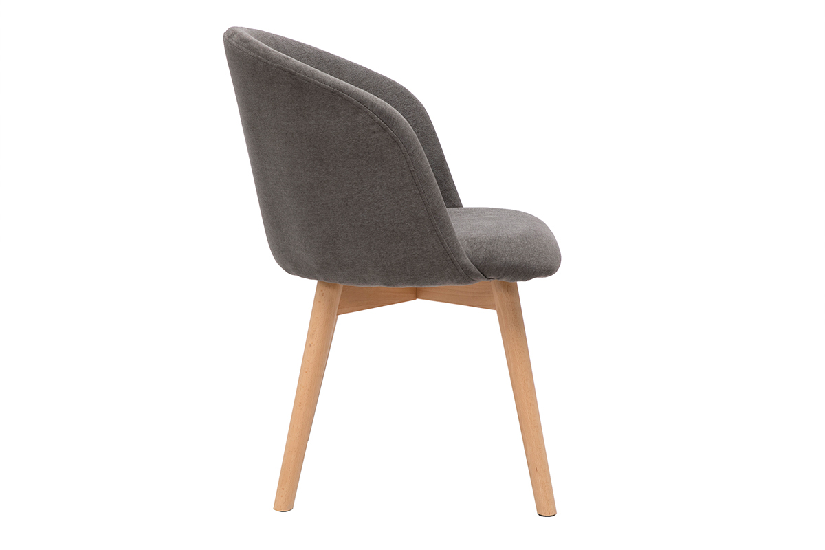 Skandinavische Sthle aus grauem Stoff mit Samteffekt und massivem Buchenholz (2er-Set) VANITY