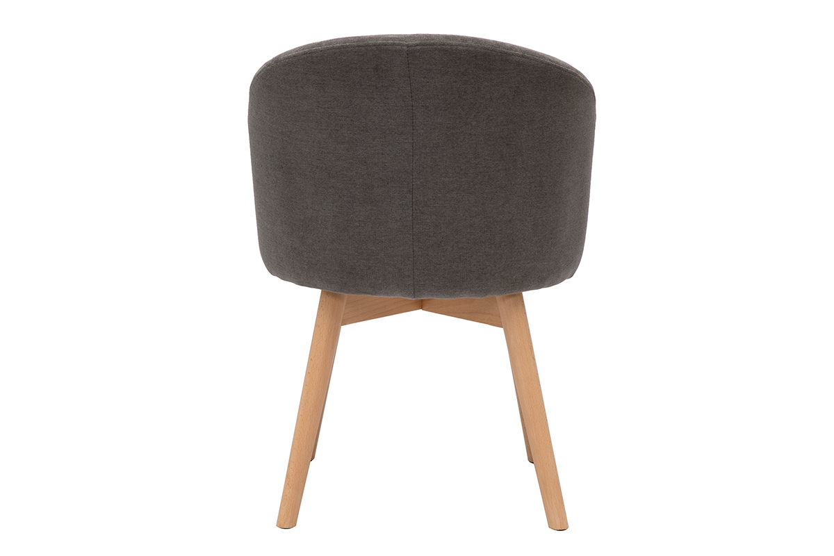 Skandinavische Sthle aus grauem Stoff mit Samteffekt und massivem Buchenholz (2er-Set) VANITY