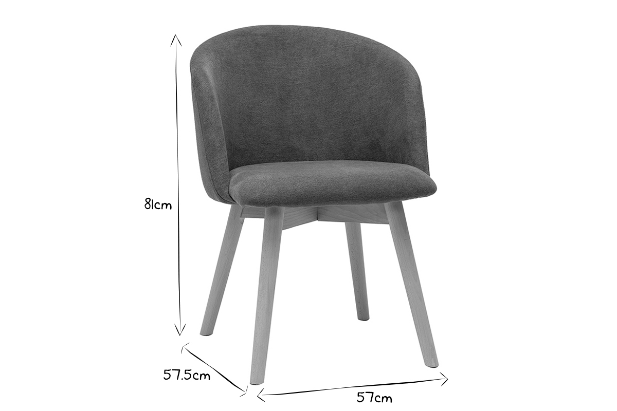 Skandinavische Sthle aus grauem Stoff mit Samteffekt und massivem Buchenholz (2er-Set) VANITY