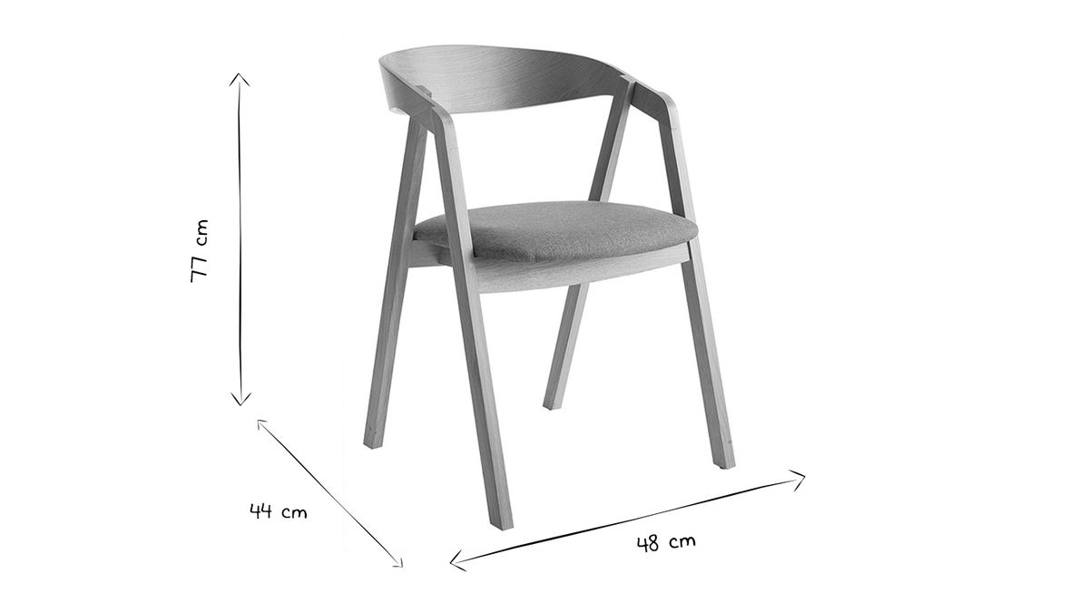 Skandinavische Sthle aus hellem Eichenholz und grauem Stoff (2er-Set) LOVA