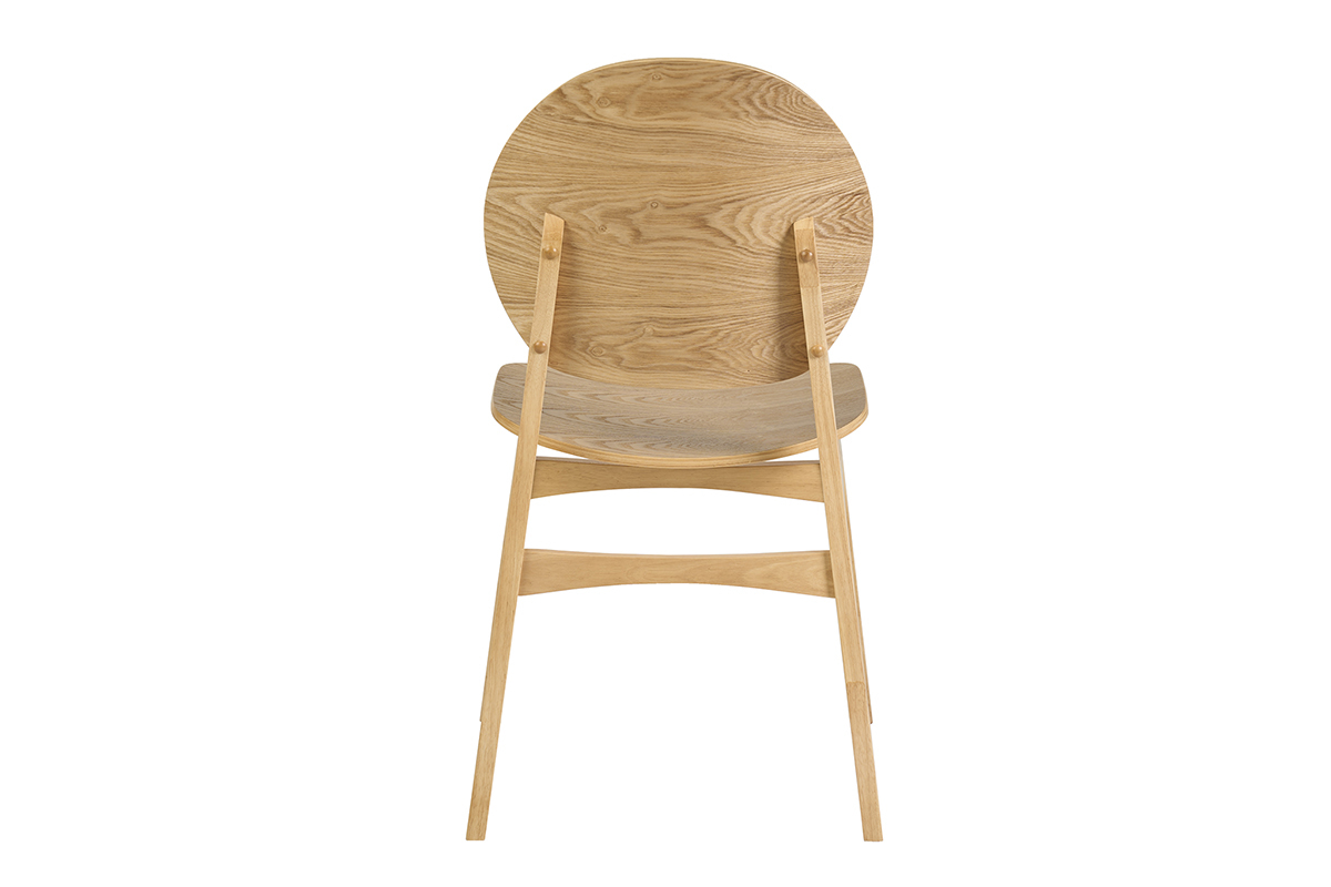 Skandinavischer Stuhl ELTON aus hellem Holz, von hinten gesehen, mit klarem Design und sanften Rundungen.