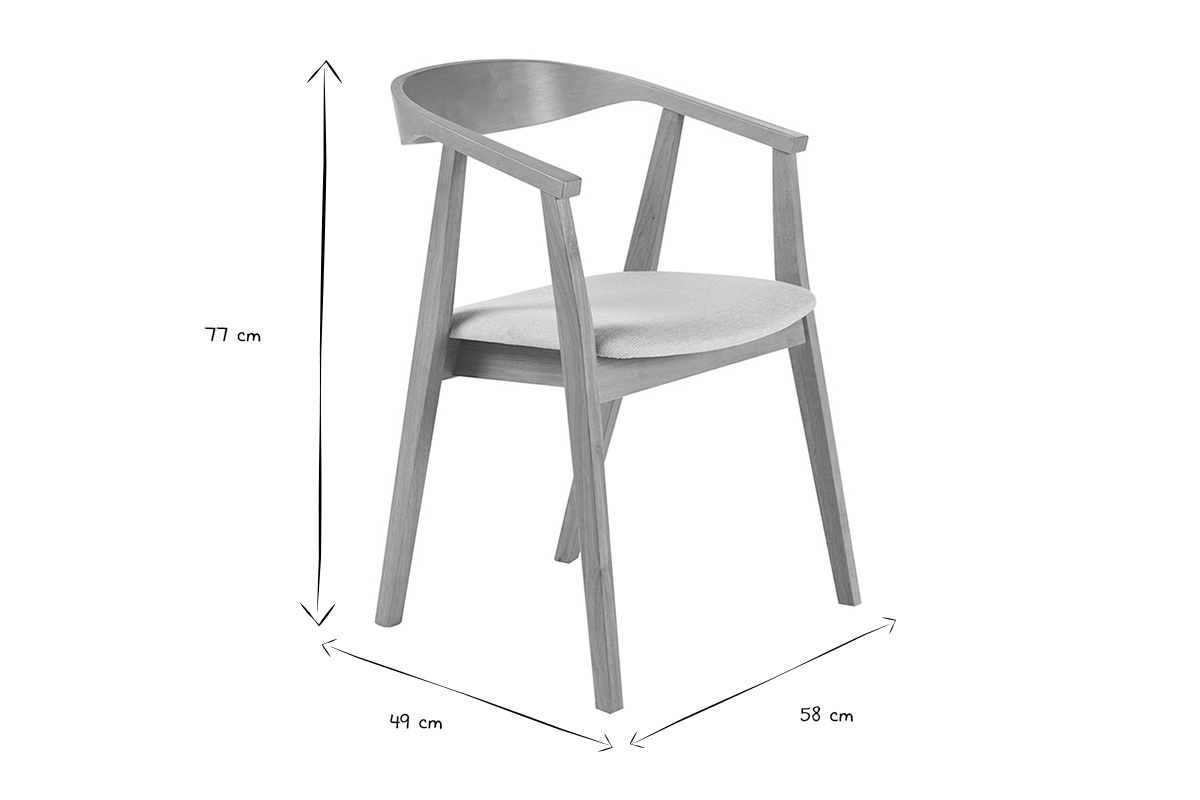 Abmessungen der BAHIA-St�hle in Schwarz und Wei�: 77 cm H�he, 49 cm Breite, 58 cm Tiefe.