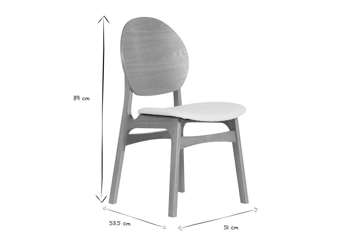 Skandinavische St�hle aus Stoff mit Boucl�-Wolleffekt und hellem Holz (2er-Set) ELTON
