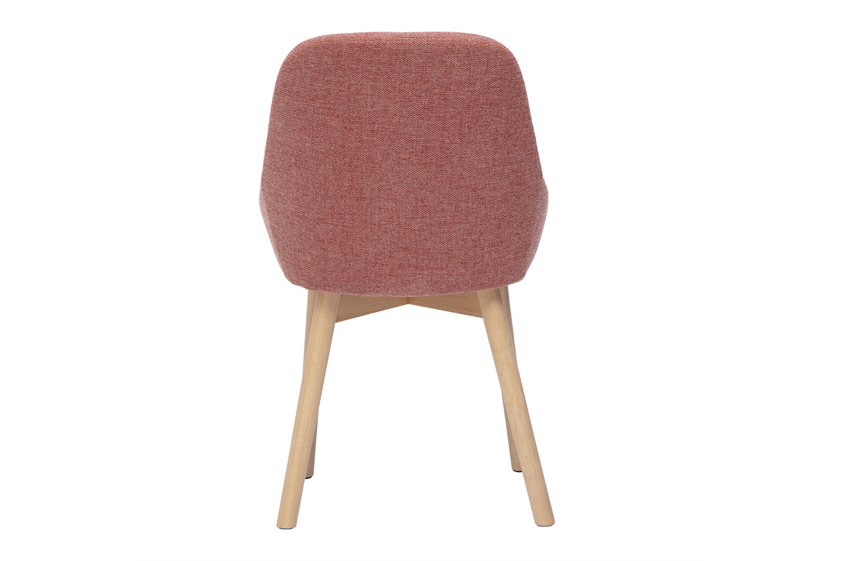 Skandinavische Sthle aus Terrakotta-samtartigem Strukturstoff und hellem Massivholz (2er Set) HOLO
